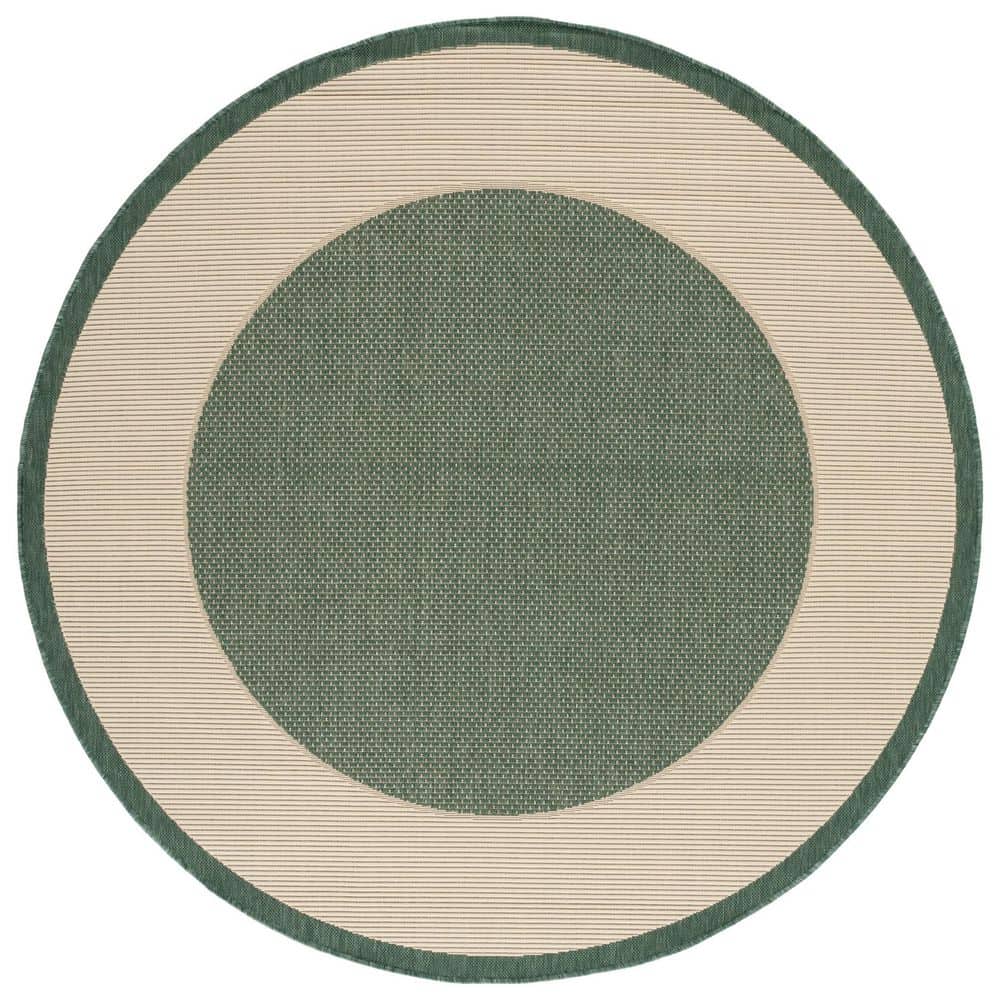 Courtyard Dark Green/Beige 7 ft. x 7 ft. Border Solid Color Indoor/Outdoor Round Area Rug price history on PriceWatchPro