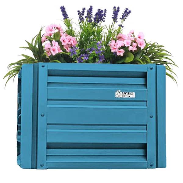 ALL METAL WORKS 24 inch by 24 inch Square Hawaiian Blue Metal Planter Box