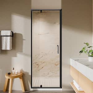 28 to 32 in. W x 72 in. H Pivot Framed Swing Corner Shower Panel with Shower Door in Black with Clear Glass
