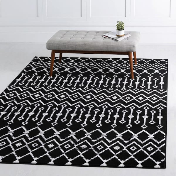 Moroccan Trellis Mamounia Black 6 ft. x 6 ft. Area Rug