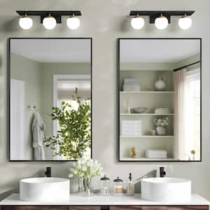 Medium Rectangle Black Shelves & Drawers Modern Mirror (36 in. H x 24 in. W)