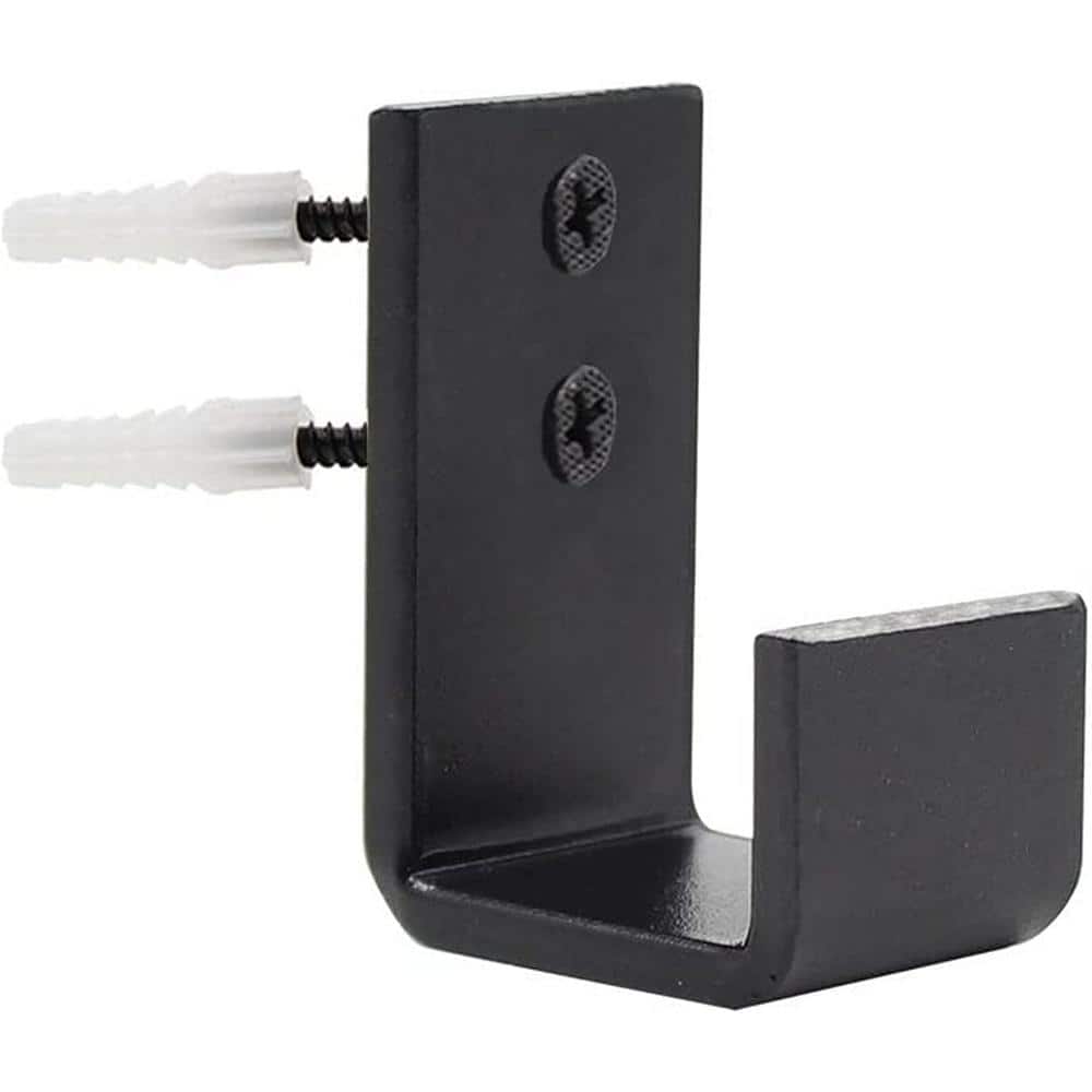 J-Shape Adjustable Floor Guide for Sliding Barn Door, Wall Guide with Screws Matte Black (2-pack)