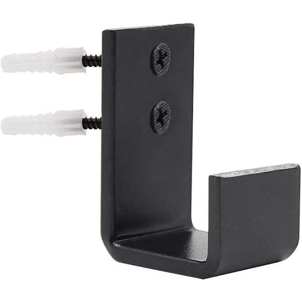 WINSOON J-Shape Adjustable Floor Guide for Sliding Barn Door, Wall Guide with Screws Matte Black (2-pack)