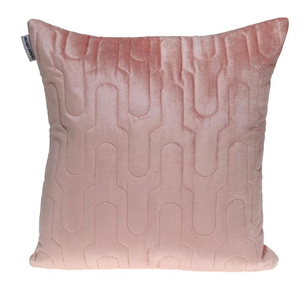 HomeRoots Pink Geometric Polyester 20 in. x 20 in. Throw Pillow