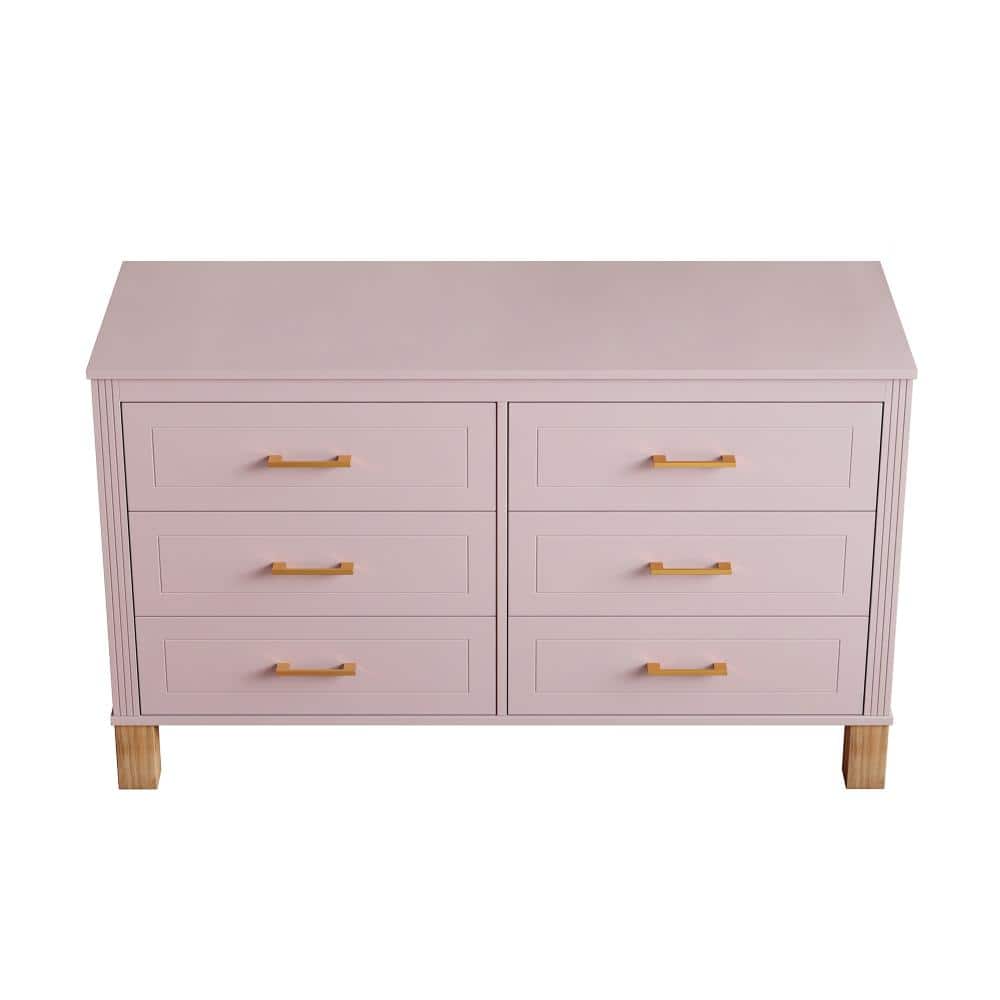 47.24 in. W x 17.72 in. D x 29.92 in. H Pink Linen Cabinet with 6-Drawer