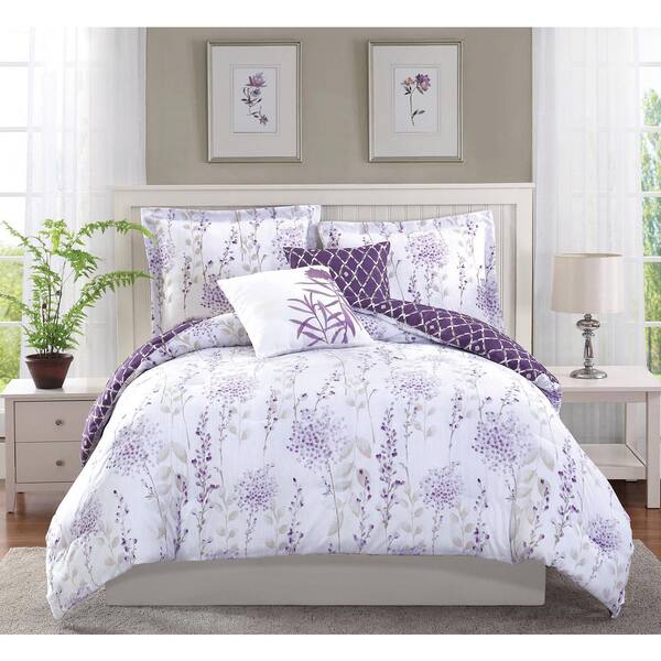 Gorgeous purple queen size comforter Studio 17 Fresh Meadow Purple 5 Piece King Comforter Set Ymz006829 The Home Depot