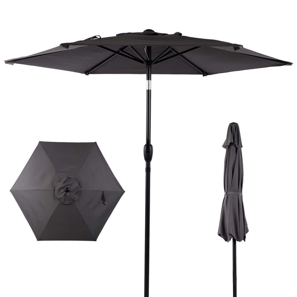 7.5 ft. Gray Patio Umbrella, Outdoor Market Yard Umbrella with Push Button Tilt and Crank Mechanism (No Umbrella Base) price history on PriceWatchPro