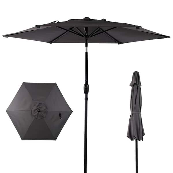 10 ft. Patio Umbrella，Outdoor Market Yard Umbrella with Crank & Push Button Tilt for Deck, Pool & Backyard