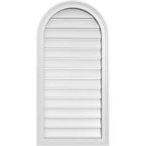 20" x 40" Round Top Surface Mount PVC Gable Vent: Functional with Brickmould Frame