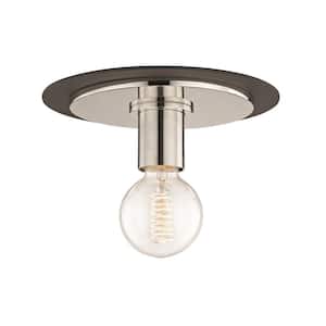 Milo 1-Light Polished Nickel Small Flush Mount with Black Accents