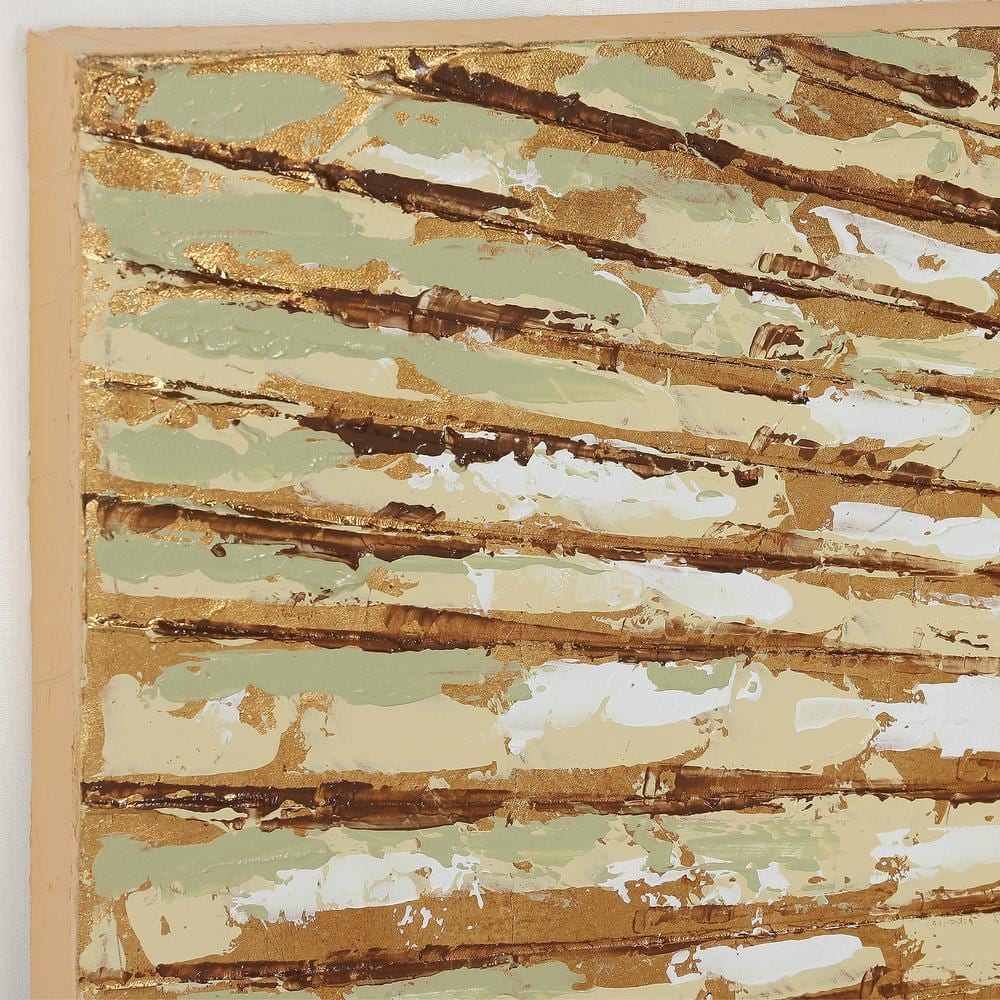 Sunshine Abstract Gold and Cream Hand Painted Canvas Triptych