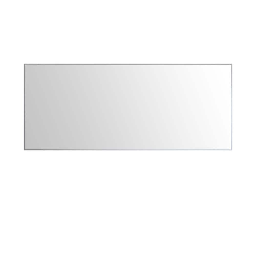 Elegant Brushed Wood 72" Rectangular Bathroom Vanity Mirror