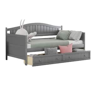 Gray Twin Wooden Daybed with 2 drawers (78.2 in. L x 42.3 in. W x 35.4 in. H)