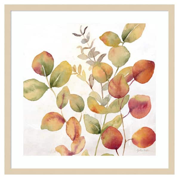 Amanti Art Eucalyptus Leaves Fall I by Cynthia Coulter 25 in. W x 25 in. H. Wood Framed Wall Art Print Framed in Brown