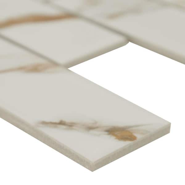 MSI Take Home Tile Sample-Calacatta Gold Subway 4 in. x 4 in
