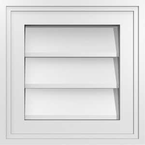 12 in. x 12 in. Vertical Surface Mount PVC Gable Vent: Decorative with Brickmould Frame