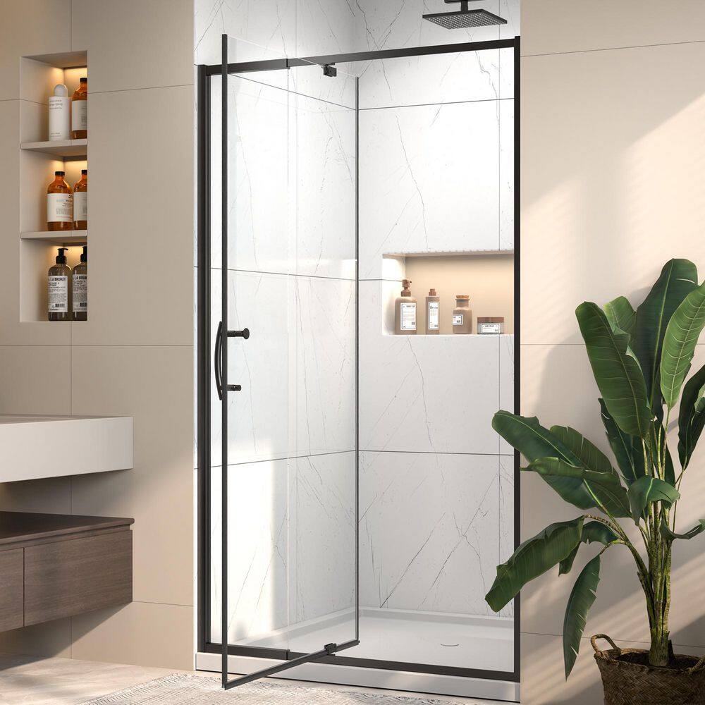 38-42 in. W x 71 in. H Pivot Framed Shower Door in Matte Black with 1/4 in. (SGCC) Clear Glass,4 in. Adjustable Track price history on PriceWatchPro