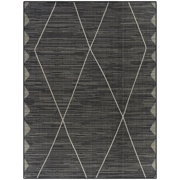 Calderon Charcoal 5 ft. x 7 ft. Diamond Indoor/Outdoor Area Rug
