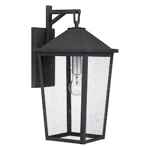 Stoneleigh 1-Light Mottled Black Hardwired Outdoor Wall Lantern Sconce