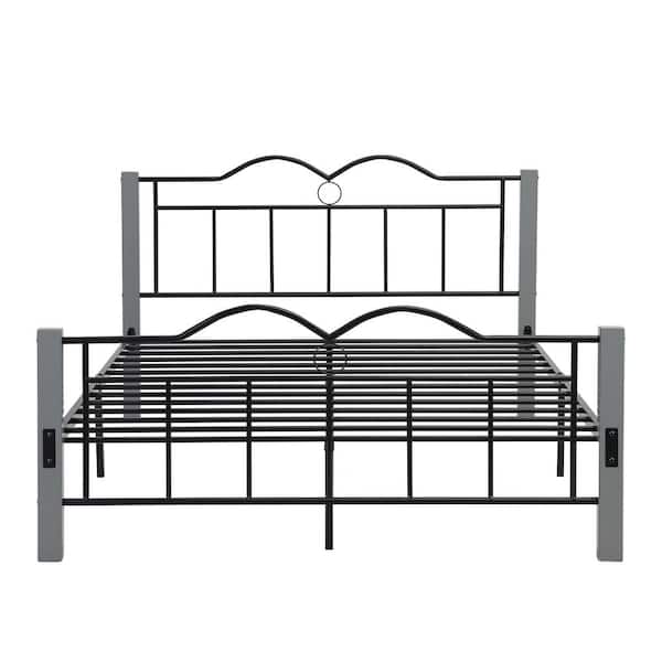 Unbranded Gray Full Size Bed Frame Supported by Metal Slats