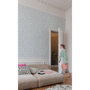 Blue Minimalist Tropical Prints 971 57 sq. ft. Non-Woven Non-Pasted Double Roll Textured Wallpaper