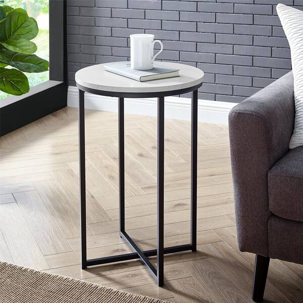 WHITE CHIC WOOD ROUND COFFEE SNACK SIDE END TABLE BEDSIDE HALLWAY FURNITURE NEW 