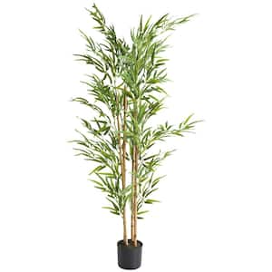 59 in. H Tall Bamboo Artificial Tree with Black Pot