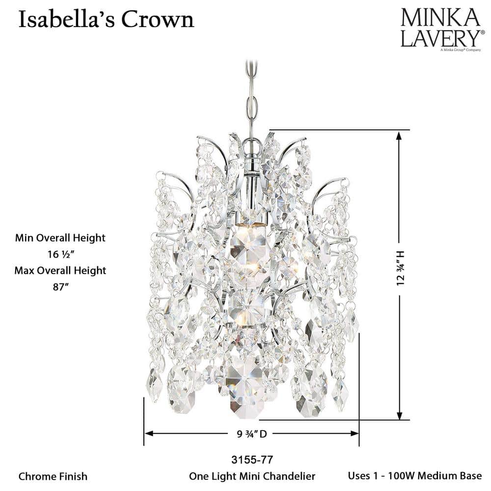 Isabella's Crown Chrome Mini Pendant with Clear Crystal Accents