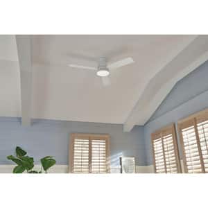 Trey 52 in. Integrated LED Indoor/Outdoor Matte White Ceiling Fan with Wall Switch