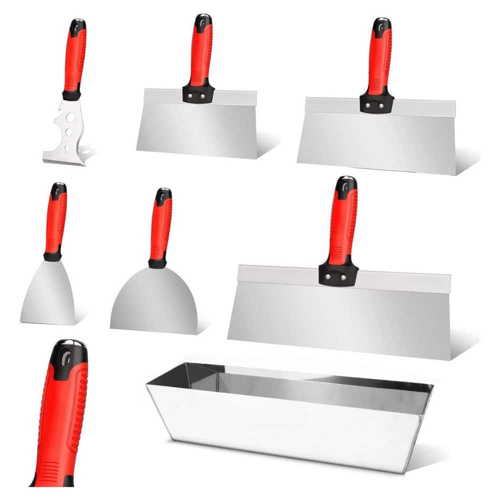 12 in. 7-Piece Stainless Steel Drywall Tool Kit Multi-Size Joint Taping Knives Putty Knife Mud Pan & Comfortable Handle price history on PriceWatchPro