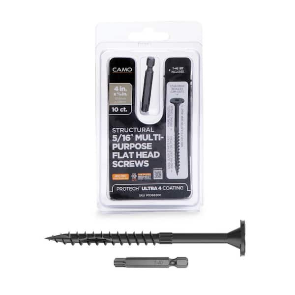 CAMO 5/16 in. x 4 in. Star Drive Flat Head Multi-Purpose + Multi-Ply Structural Wood Screw - Exterior Coated (10-Pack)