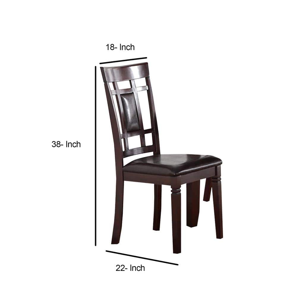 Espresso Brown 7-Piece Rubber Wood Dining Set with Faux Leather Chairs