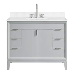 Emma 43 in. W x 22 in. D Bath Vanity in Dove Gray with Engineered Stone Vanity Top in Cala White with White Basin