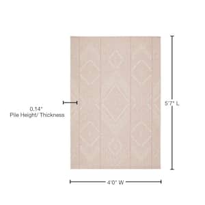 Niva Indoor-Outdoor Light Pink/Cream 4 ft. x 5 ft. 7 in. Contemporary Rectangle Area Rug