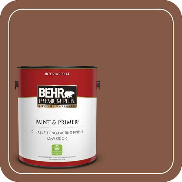 BEHR PREMIUM PLUS 1 gal. #BXC-42 Bricktone Flat Low Odor Interior Paint & Primer