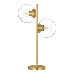 Vista Heights 24.5 in. 2 Light Aged brass Indoor Table Lamp With Clear Glass Shade