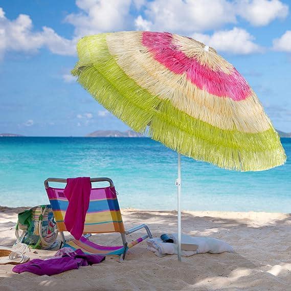 7 Ft Tiki Umbrella, Hawaiian Style Umbrella in Assorted