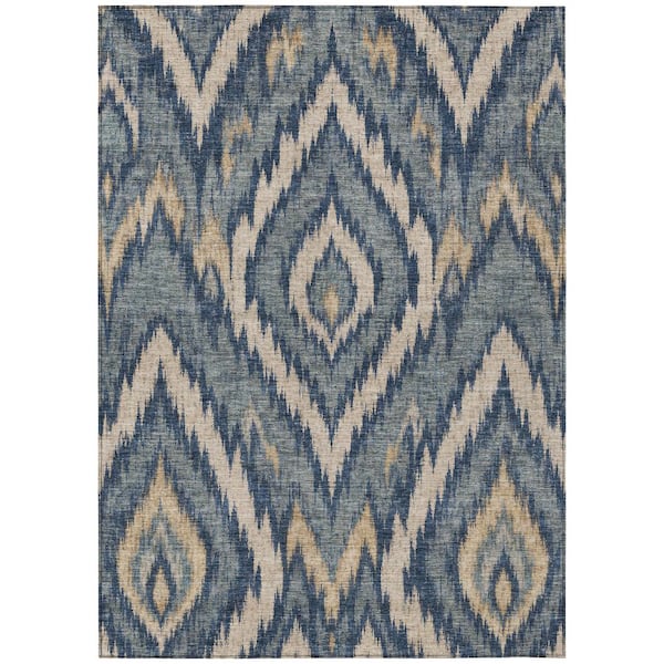 Chantille Machine Washable Indoor/Outdoor Abstract ACN3071 Navy 10 ft. x 14 ft. Area Rug