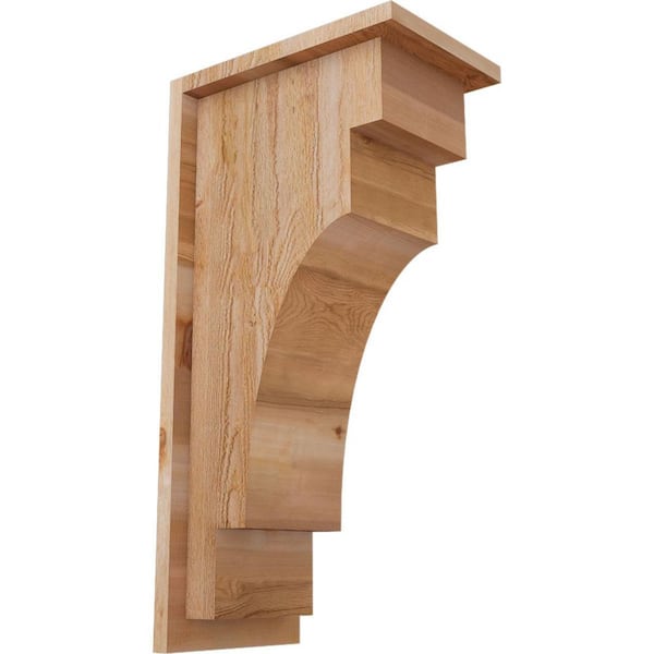 Ekena Millwork 8 in. x 12 in. x 24 in. Mediterranean Rough Sawn Western Red Cedar Corbel with Backplate