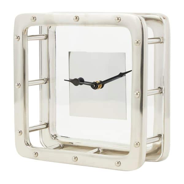 Litton Lane Silver Aluminum Geometric Dimensional Open Frame Clock