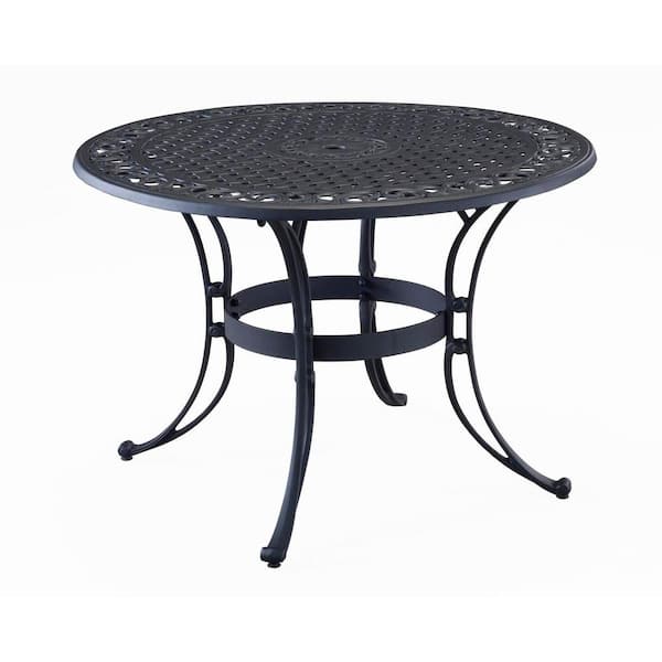 Homestyles Biscayne 42 In Black Round Patio Dining Table 5554 30 The Home Depot Black Round Patio Dining Table, 42 Inch Round Patio Table With Umbrella Hole