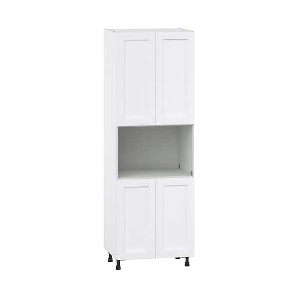 J COLLECTION Milton 30 in. W x 24 in. D x 89.5 in. H Assembled Shaker Microwave Pantry Kitchen Cabinet in Bright White