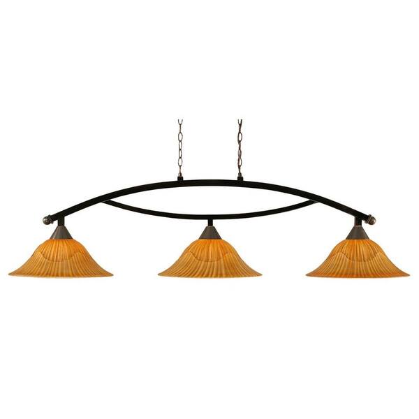 Filament Design Concord 3 Light Ceiling Black Copper Incandescent Island Pendant-DISCONTINUED