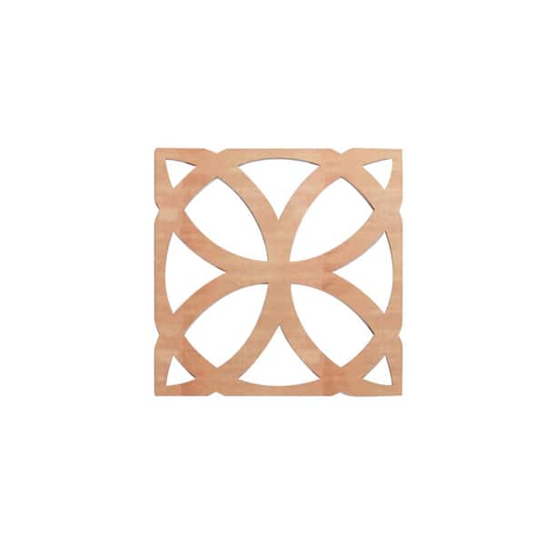 Ekena Millwork 11-3/8 in. x 11-3/8 in. x 1/4 in. Cherry Small Daventry Decorative Fretwork Wood Wall Panels (20-Pack)