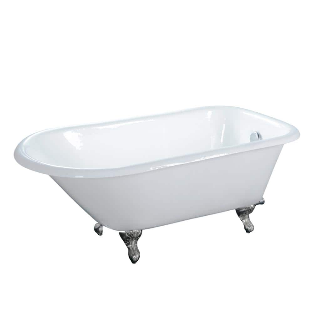 Elegant White Cast Iron Clawfoot Freestanding Bathtub, 48-inch