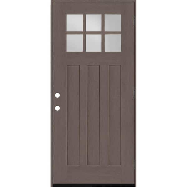 Steves & Sons Regency 32 in. x 80 in. 6-Lite Top Lite Clear Glass LHOS Ashwood Stain Mahogany Fiberglass Prehung Front Door
