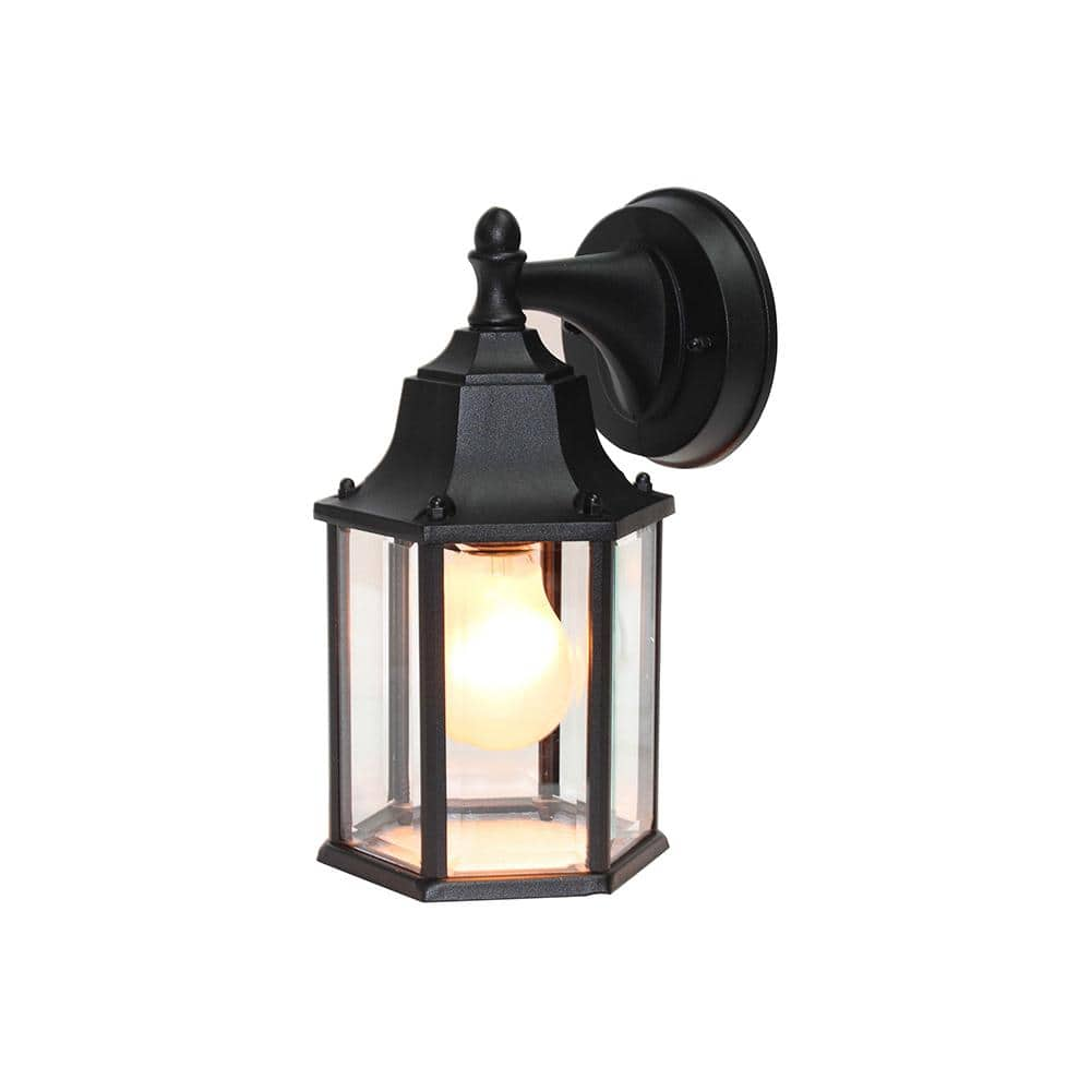 Shekinah Black Dusk to Dawn Outdoor Hardwired Lantern Sconce with ...