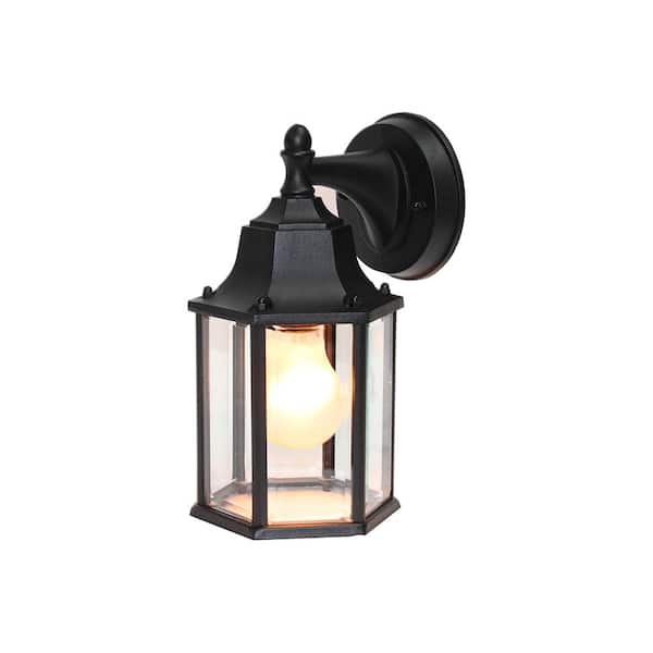Unbranded Shekinah Black Outdoor Hardwired Lantern Sconce with Incandescent