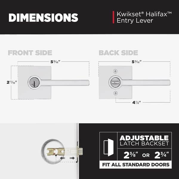 Kwikset Halifax Square Polished Chrome Keyed Entry Door Handle