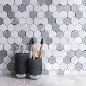 Phantom White 11.82 in. x 12.01 in. Hexagon Polished Marble Mosaic Tile (9.9 sq. ft./Case)